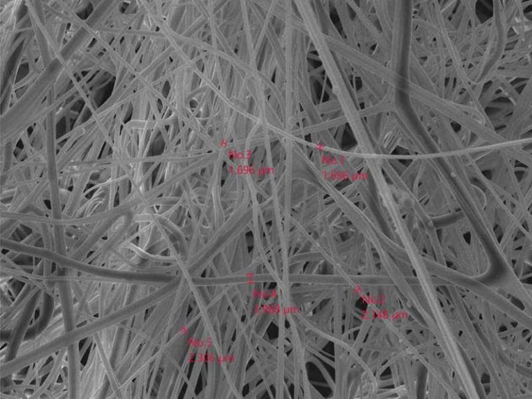 By using our EP-6, the average fiber diameter less than 2.2μm.