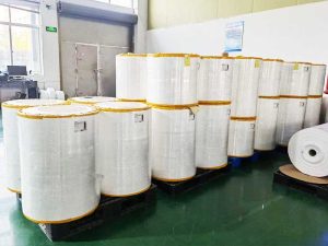 Image of water electret masterbatch (EP-6) based meltblown nonwovens in storehouse.