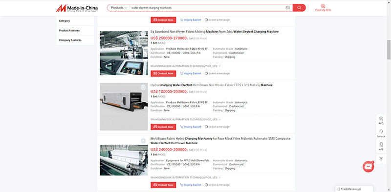 Hydro electret charging production lines.