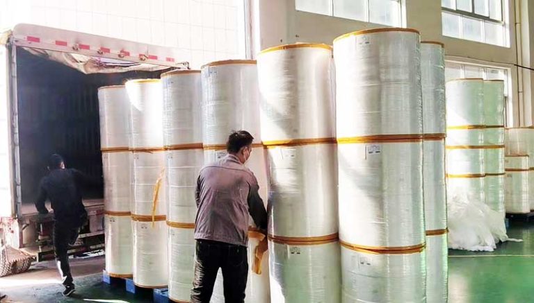 Water electret masterbatch (EP-6) based meltblown nonwovens on shipping.